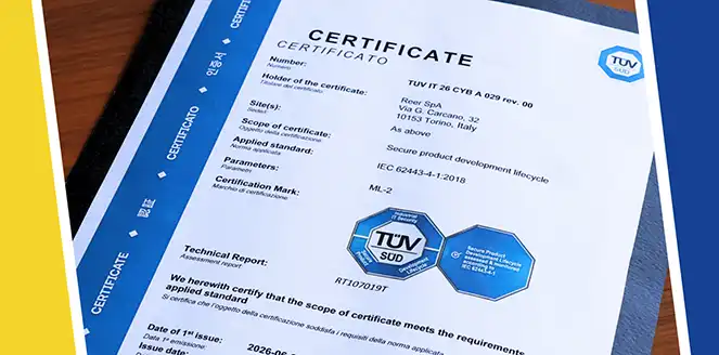 ReeR obtains IEC 62443 certification